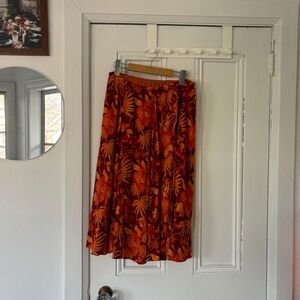 Stretchy Tropical Orange Maxi Skirt